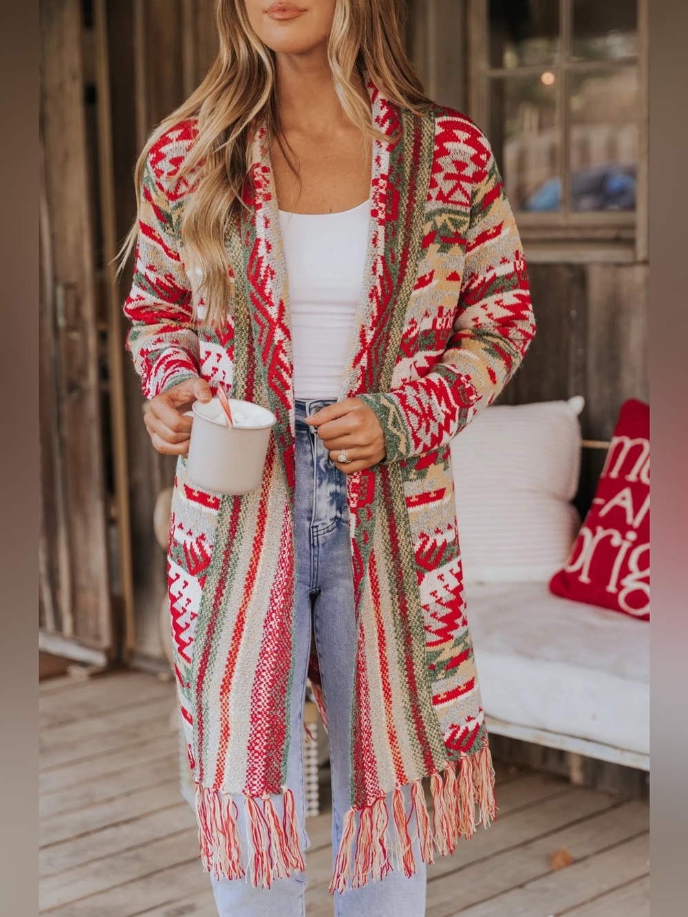 NEW Cozy Multi-Color Fringe Open Front Cardigan Sweater
